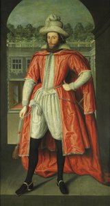 Porträtt av William Pope, 1:e earl av Downe 1573-1631 som riddare av badet, ca. 1610