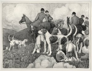 Jaktscen (litho) av Robert Polhill Bevan