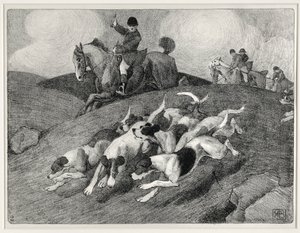 Jaktscen (litho) av Robert Polhill Bevan