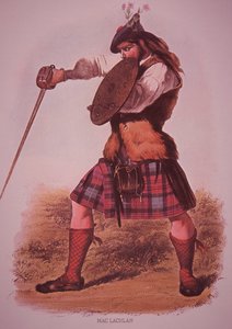 Warrior of the Clan MacLachlan, graverad av L. Dickinson av Robert Ronald (after) McIan