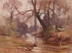 A Quiet Clearing by the River (olja på duk)