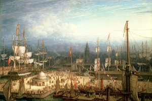 Fyrmastat klipperskepp i Liverpools hamn, ca 1810