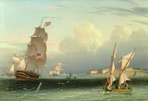 Fartyg på väg ut, Fort Independence, Boston Harbour, 1832