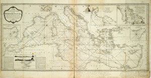 En ny och exakt karta över Medelhavet från de senaste undersökningarna, fastställd och reglerad av astronomiska observationer av Robert Sayer