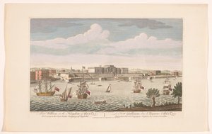 Utsikt över Fort William i Calcutta Fort William i kungariket Bengal. Tillhör East India Company of England (titel på objekt) Settlements of the VOC (serietitel) av Robert Sayer