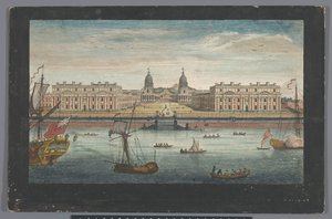 Utsikt över Greenwich Hospital vid Themsen i Greenwich En prospekt av Greenwich Hospital från floden (titel på objekt) London (serietitel) av Robert Sayer