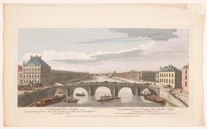 Utsikt över Pont Royal över floden Seine i Paris, med utsikt mot Pont Neuf En speciell syn på Paris som förstår Louvren, en del av Thuilleries, etc. tagen från Pont Royal mot Pont Neuf (titel på objekt) Paris (serietitel) av Robert Sayer