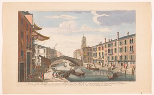 Se över Ponte delle Guglie över Canale di Cannaregio te Venetië En vy av bron på Canal Reggio; och St. Jeremiah-kyrkan till den stora kanalen i Venedig (titel på objektet) Venetië (serietitel) av Robert Sayer