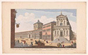 Gezicht op de kerk Santo Spirito i Sassia te Rom En vy av den Helige Andes kyrka och sjukhus i Rom (titel på objektet) Rom (serietitel) av Robert Sayer