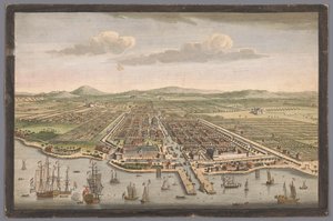 Utsikt över staden Batavia Staden Batavia på ön Java och huvudstad för alla holländska fabriker och bosättningar i Ostindien (titel på objektet) Nederzettingen van de VOC (serietitel)