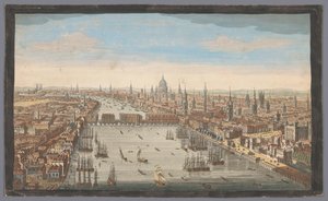 Utsikt över staden London En allmän bild av staden London, bredvid Themsen (titel på objektet) London (serietitel) av Robert Sayer