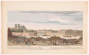 Utsikt över staden Paris sett från Quai de Miramion En vy över Paris, från kyrkan Nostre Dame till Pont de la Tournelle, tagen från Quai de Miramion (...) (titel på objektet) Paris (serietitel) av Robert Sayer