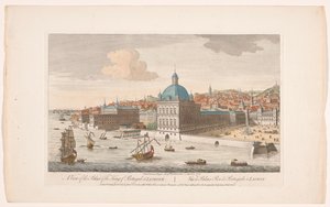 Utsikt över det kungliga palatset i Lissabon Utsikt över kungen av Portugals palats i Lissabon (titel på objektet) Madrid och Lissabon (serietitel) av Robert Sayer
