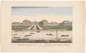 Utsikt över Royal Hospital Chelsea och Rotundan i Ranelagh Gardens i London Utsikt över Royal Hospital i Chelsea & Rotundan i Ranelaigh Gardens (titel på objektet) London (serietitel) av Robert Sayer