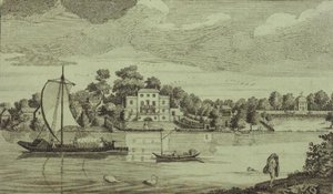 Utsikt över den berömda herr påvens hus i Twickenham, ca 1750 (gravyr) av Robert Sayer