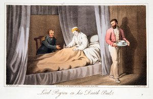 Lord Byron på sin dödsbädd, pub. 1825.