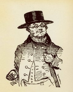Porträtt av Sir Pickwick, hjälten i romanen "Sir Pickwicks äventyr" av Charles Dickens (1812-1870)
