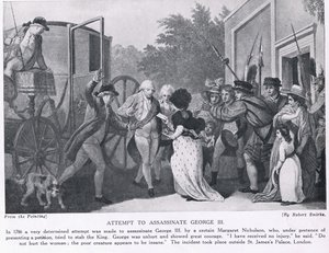 Försök att mörda kung George III, illustration från "Hutchinson
