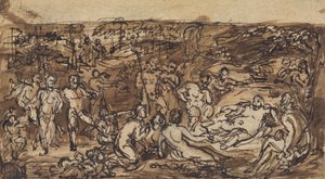 Figurstudier av en grupp människor i en skogbevuxen glänta av Robert Smirke