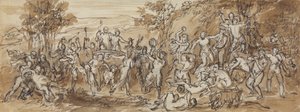 樹木が茂った風景スウェーデン語でバッカナリア祭典のフィギュア研究 av Robert Smirke