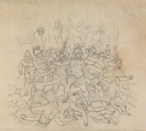 Skiss av en stridsscen, från Shakespeares pjäs, Titus Andronicus av Robert Smirke