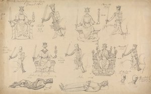 Studier av figurer och sigill från Sandfords Geneal History av Robert Smirke