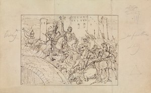 Studie av pansarriddare i strid med hästar av Robert Smirke