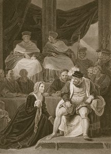 Trial of the Marriage of Henry VIII, graverad av T. Holloway, illustration från David Humes "The History of England", utgiven av R. Bowyer, London, 1812. av Robert Smirke