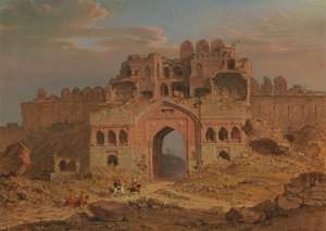 Inuti huvudingången till Purana Qila, Delhi