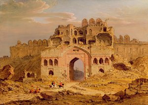 Inuti huvudingången till Purana Qila, Delhi