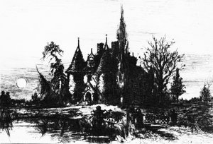 The House of Usher, illustration från "The Works of Edgar Allan Poe", 1884