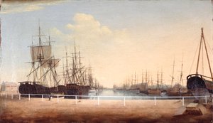 A West View of the New Dock at Kingston upon Hull (olja på duk)