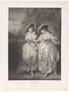 Mrs Ford och Mrs Page med John Falstaffs kärleksbrev Shakspeare, Merry Wives of Windsor (titel på objekt) Tryck efter målningar från Boydell