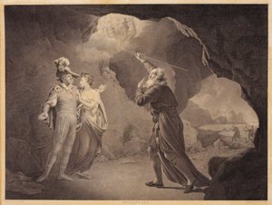 Prospero, Ferdinand och Miranda. Från William Shakespeares "The Storm", akt 4, scen 1