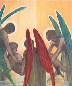 Illustration till The Dream of Gerontius av kardinal Newman (färg litho)