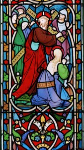 Kristus som bär korset och Maria Magdalena, ca 1865 (målat glas)