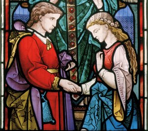 Westbury, All Saints, Heaton, Butler & Bayne, Bayne, The Sacrament of Marriage, 1864, självporträtt