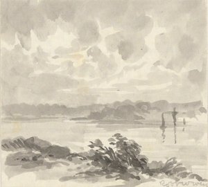 Landskap - Utsikt över en sjö och kullar av Robert Walter Weir