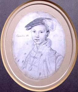 Porträtt av Edvard VI (1537-53) 1683 (blyerts på pergament)