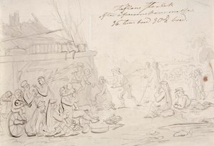 Scen på gården till ett lanthus av Robert Wilhelm Ekman