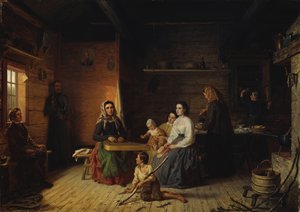 Spelar Kantele i en bondstuga, 1868.