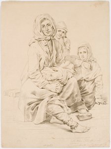 En tiggarfamilj från Taala, en kvinna med tre barn av Robert Wilhelm Ekman