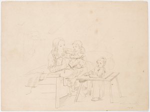 Flicka med två barn av Robert Wilhelm Ekman