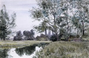 Vid Lesser Stour, östra Kent (akvarell) av Robert Winchester Fraser