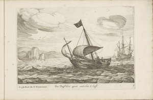 Dogger av dogboot Een Dogh-boot groot om 8 Last / Dogh-Boot de 8 Tonneaux (titel på objekt) Olika fartyg finns inte på se sert dans les Provinces Unies / Ikoner för olika holländska fartyg vars användning huvudsakligen är i regionens inre vatten