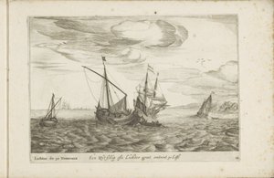 Wijdschip av lichter En Wyt-schip ofta Lichter groot ca 30 Last / Lichter de 30 Tonneaux (titel på objekt) Olika fartyg går inte på se sert dans les Provinces Unies
