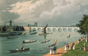 Utsikt över Waterloo Bridge, pub. 1820 av Colnaghi und Co.
