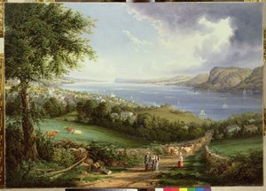 Utsikt över Hudsonfloden från närheten av Sing Sing, New York, ca 1850