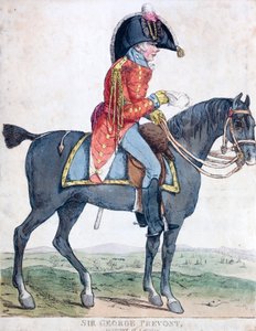 Sir George Prevost, brittisk soldat och kolonialadministratör, Kanadas generalguvernör (färgad etsning) av Robert the younger Dighton
