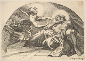 Ängel som visar sig för Peter i fängelset, 1680-1743.